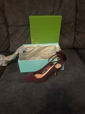 Kate Spade Sheena Deep Russet Kid Suede Bow Pumps Size 7.5M